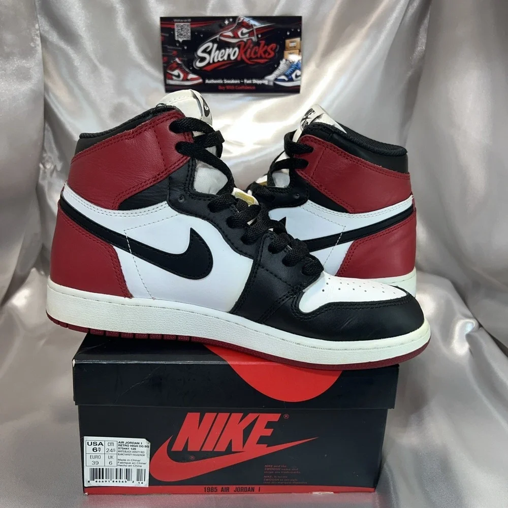 Jordan 1 Retro High OG BG Size 6.5 White/Black-Varsity Red 575441-125 | Preloved